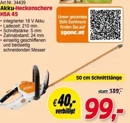 Zgonc STIHL Akku-Heckenschere HSA 45 Angebot