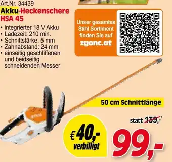 Zgonc STIHL Akku-Heckenschere HSA 45 Angebot