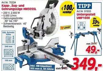 Zgonc Scheppach Kapp-, Zug und Gehrungssäge HM305SL Angebot