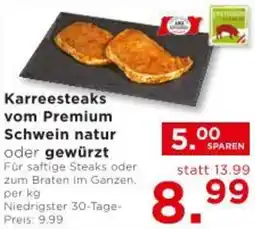Unimarkt Karreesteaks vom Premium Schwein natur oder gewürzt Angebot