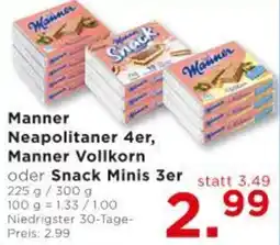 Unimarkt Manner Neapolitaner, Manner Vollkorn oder Snack Minis Angebot