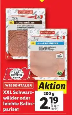 Lidl WIESENTALER XXL Schwarzwälder oder leichte Kalbspariser Angebot