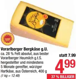 Maximarkt Vorarlberger Bergkäse g.U. Angebot