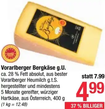 Maximarkt Vorarlberger Bergkäse g.U. Angebot