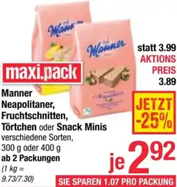 Maximarkt Manner Neapolitaner, Fruchtschnitten, Törtchen oder Snack Minis Angebot