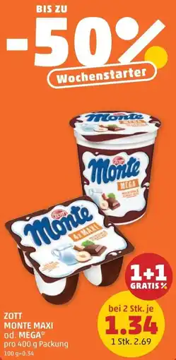 PENNY Zott monte maxi od. mega Angebot