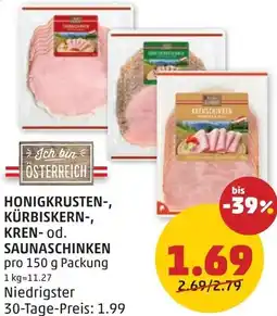 PENNY Honigkrusten-, kürbiskern-, kren- od. saunaschinken Angebot