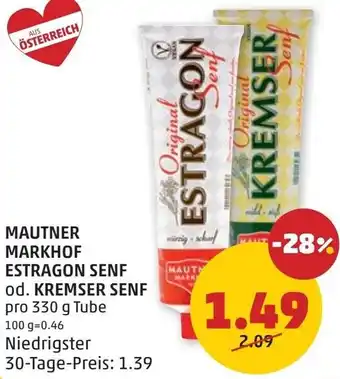 PENNY Mautner markhof estragon senf od. kremser senf Angebot
