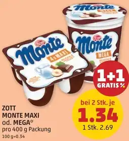 PENNY Zott monte maxi od. mega Angebot