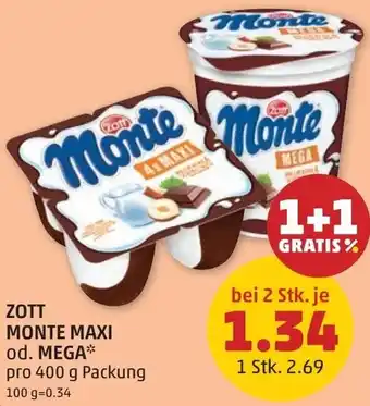 PENNY Zott monte maxi od. mega Angebot
