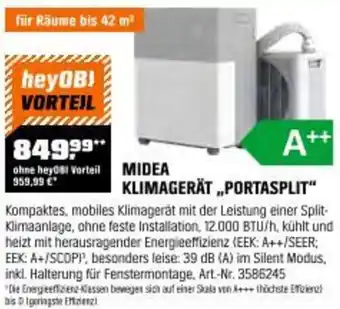 OBI Midea klimagerät portasplit Angebot