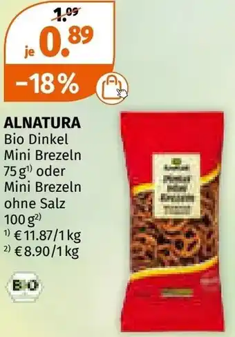 Müller Alnatura bio dinkel mini brezeln oder mini brezeln ohne salz Angebot