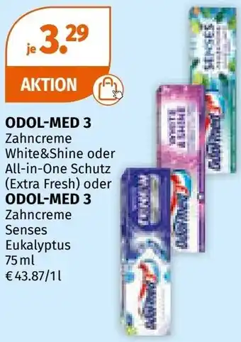Müller Odol-med 3 zahncreme white&shine oder all-in-one schutz oder odol-med 3 zahncreme senses eukalyptus Angebot