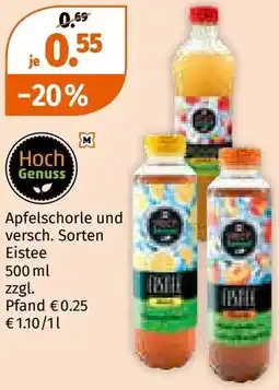 Müller Hoch Genuss Apfelschorle und Eistee Angebot