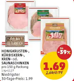 PENNY Honigkrusten-, Kürbiskern-, Kren-, Sauna- od. Saunaschinken Penny Angebot