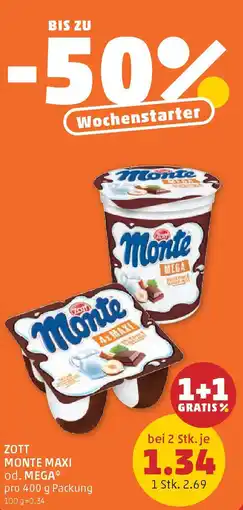 PENNY Zott monte maxi od. mega Angebot