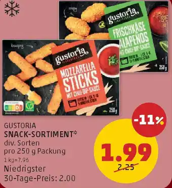 PENNY gustoria Snack-Sortiment div. Sorten Angebot
