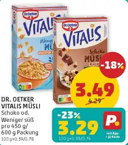 PENNY Dr. oetker vitalis müsli schoko od. weniger süß Angebot