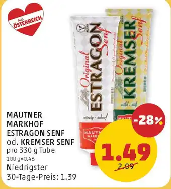 PENNY MAUTNER MARKHOF ESTRAGON SENF od. KREMSER SENF Angebot