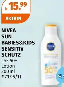 Müller Nivea sun babies&kids sensitiv schutz LSF 50+ Lotion Angebot