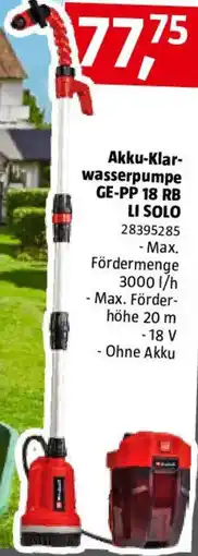 Bauhaus Akku-klar- wasserpumpe ge-pp 18 rb Angebot
