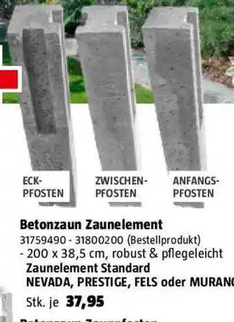 Bauhaus Beckers Betonzaun Zaunelement Standard Fels Motiv Angebot