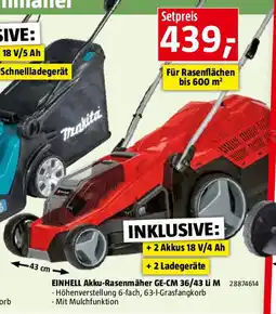 Bauhaus Einhell Power X-Change 18V Akku-Rasenmäher GE-CM 36/43 Li M Angebot