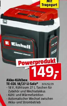 Bauhaus Einhell Power X-Change 18V Akku-Kühlbox TE-COL 18/27 Li-Solo Angebot