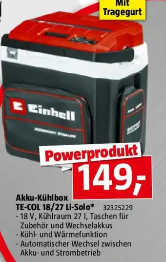 Bauhaus Einhell Power X-Change 18V Akku-Kühlbox TE-COL 18/27 Li-Solo Angebot