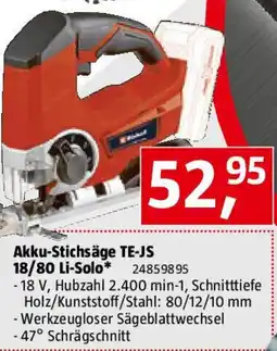 Bauhaus Einhell Power X-Change 18V Akku-Pendelhubstichsäge TE-JS 18 Li Angebot