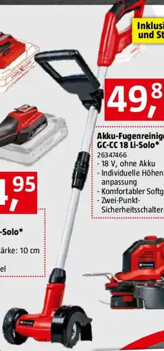 Bauhaus Einhell Power X-Change 18V Akku-Fugenreiniger GE-CC 18 Li-Solo Angebot