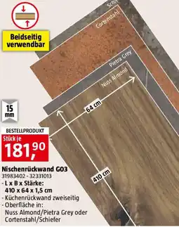 Bauhaus Nischenrückwand G03 Angebot