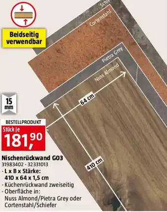 Bauhaus Nischenrückwand G03 Angebot