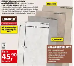 Bauhaus Logoclic küchenarbeitsplatte nach maß elementa Angebot