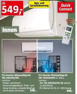 Bauhaus TCL Inverter-Klimasplitgerät mit Quick Connector TAC-09CHSD/TPG11 QC Angebot