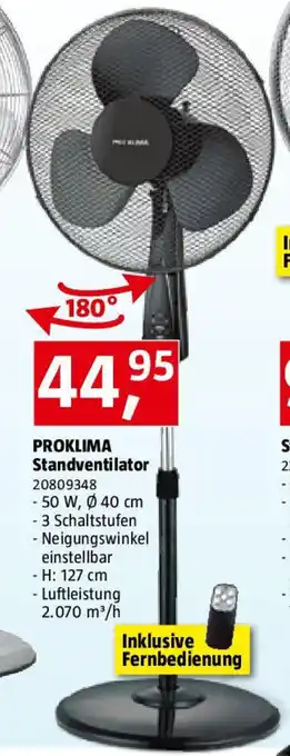 Bauhaus PROKLIMA Standventilator Angebot