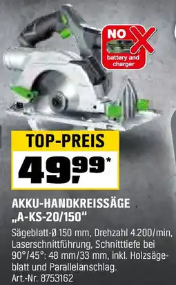 OBI Akku-handkreissäge a-ks-20/150 Angebot