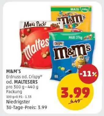 PENNY M&M'S Erdnuss od. Crispy* od. MALTESERS Angebot