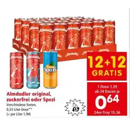 Interspar Almdudler Original, Zuckerfrei oder Spezi Angebot