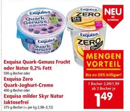 Interspar Exquisa Quark-Genuss Frucht oder Natur 0,2% Fett Angebot