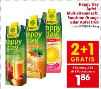 Interspar Happy Day Apfel-, Multivitaminsaft, Sunshine Orange oder Apfel trüb Angebot