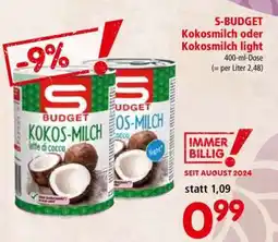 Interspar S-BUDGET Kokosmilch oder Kokosmilch light Angebot