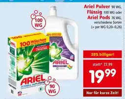 Interspar Ariel Pulver, Flüssig oder Ariel Pods Angebot