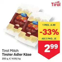 MPreis Tirol Milch Tiroler Adler Käse Angebot