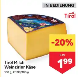 MPreis Tirol Milch Weinzirler Käse Angebot