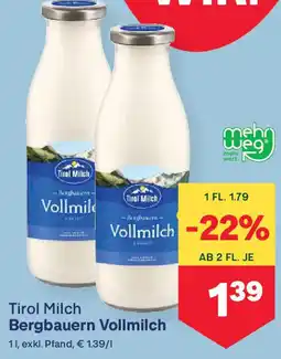 MPreis Tirol Milch Bergbauern Vollmilch Angebot