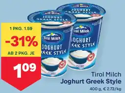 MPreis Tirol Milch Joghurt Greek Style Angebot