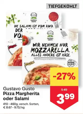 MPreis Gustavo Gusto Pizza Margherita oder Salami Angebot