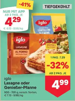 MPreis iglo Lasagne oder Genießer-Pfanne Angebot