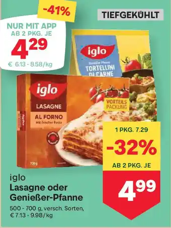 MPreis iglo Lasagne oder Genießer-Pfanne Angebot